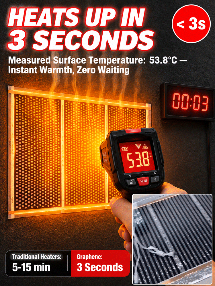 【3-Second Instant Heating】Honeycomb Graphene Far-Infrared Carbon Crystal Wall Heater