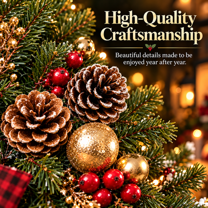 ✨Hot Sale 40% OFF🏵️Christmas Buffalo Plaid Pinecone Wreath with Bell