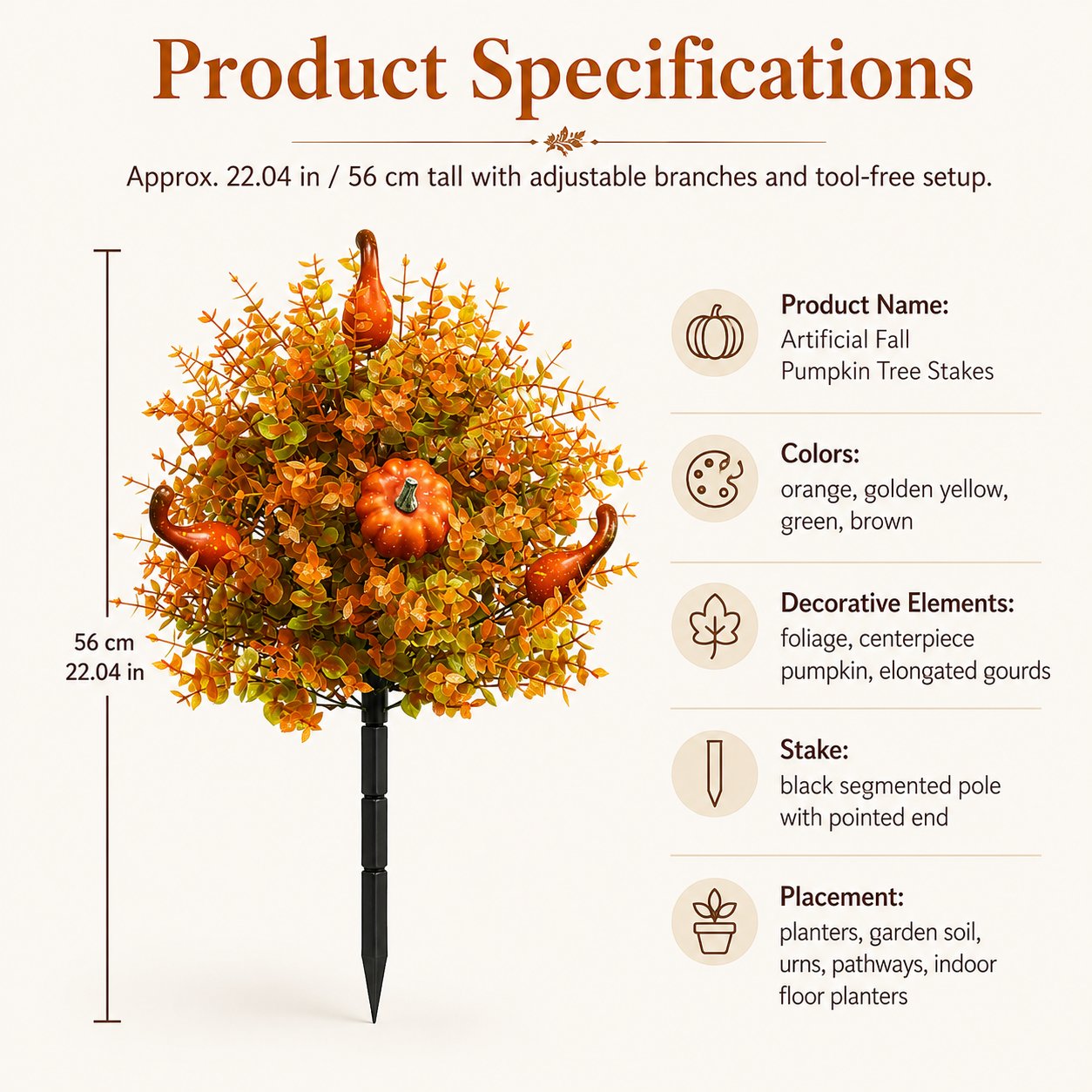 🔥Artificial Fall Pumpkin Tree Stakes
