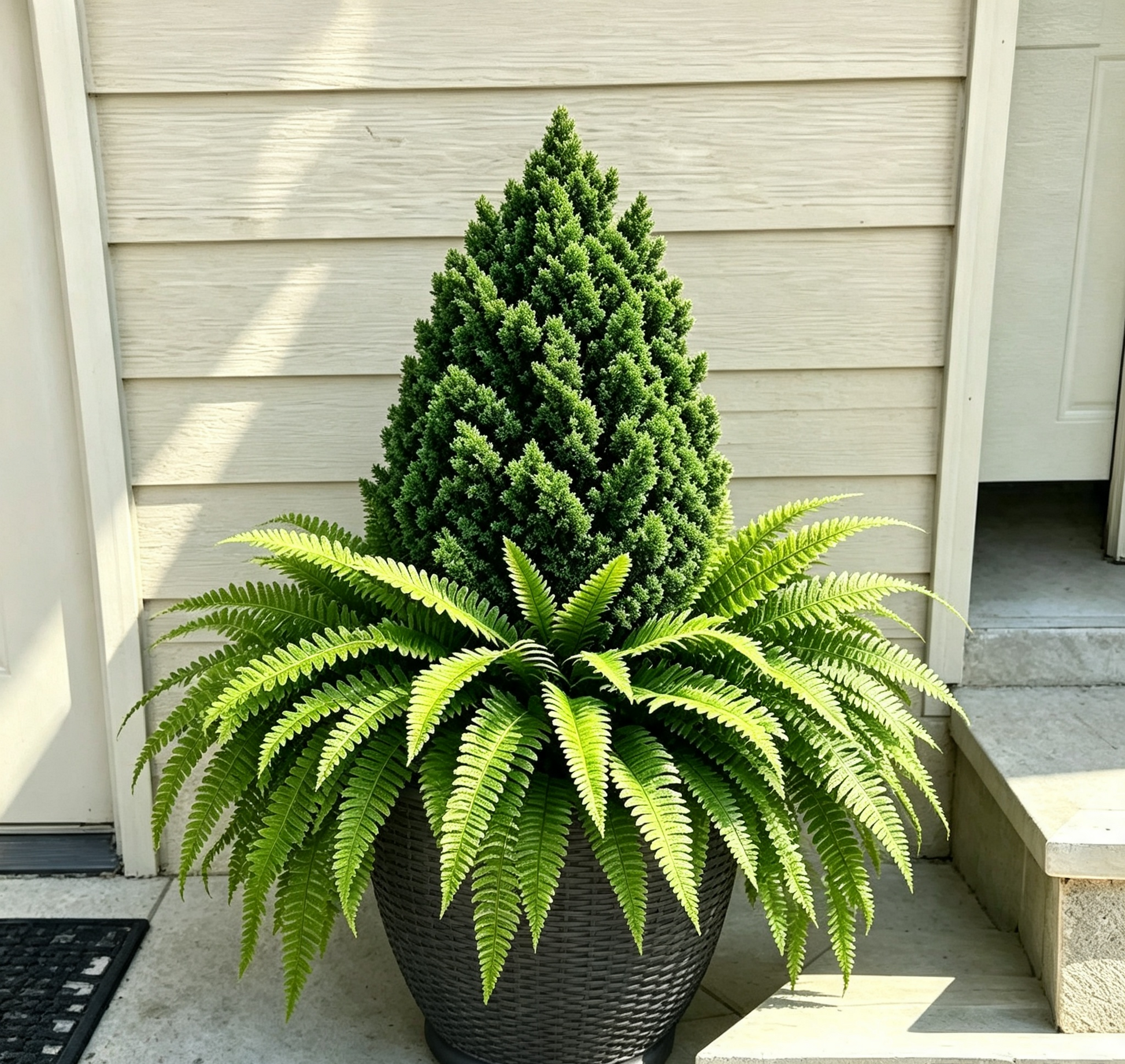 💥Last Day 70% OFF🌱 Lush Artificial UV Resistant Pine & Boston Fern Potted Plant