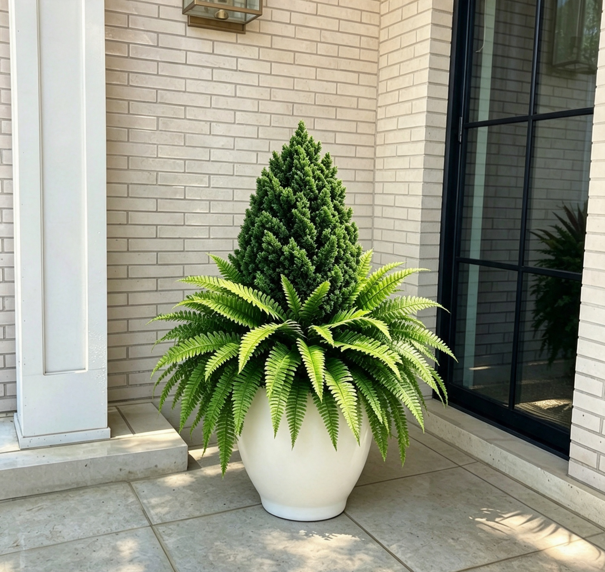 💥Last Day 70% OFF🌱 Lush Artificial UV Resistant Pine & Boston Fern Potted Plant