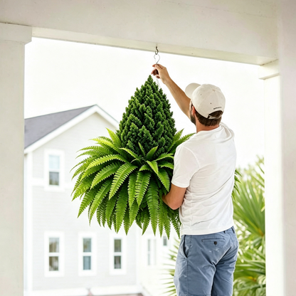 💥Last Day 70% OFF🌱 Lush Artificial UV Resistant Pine & Boston Fern Potted Plant